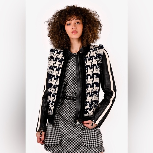 Alexander Wang Oversized Leather & Tweed Hybrid Jacket Size S - Picture 4 of 16